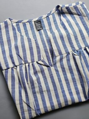 Casual Blue and White Striped Mini Dress